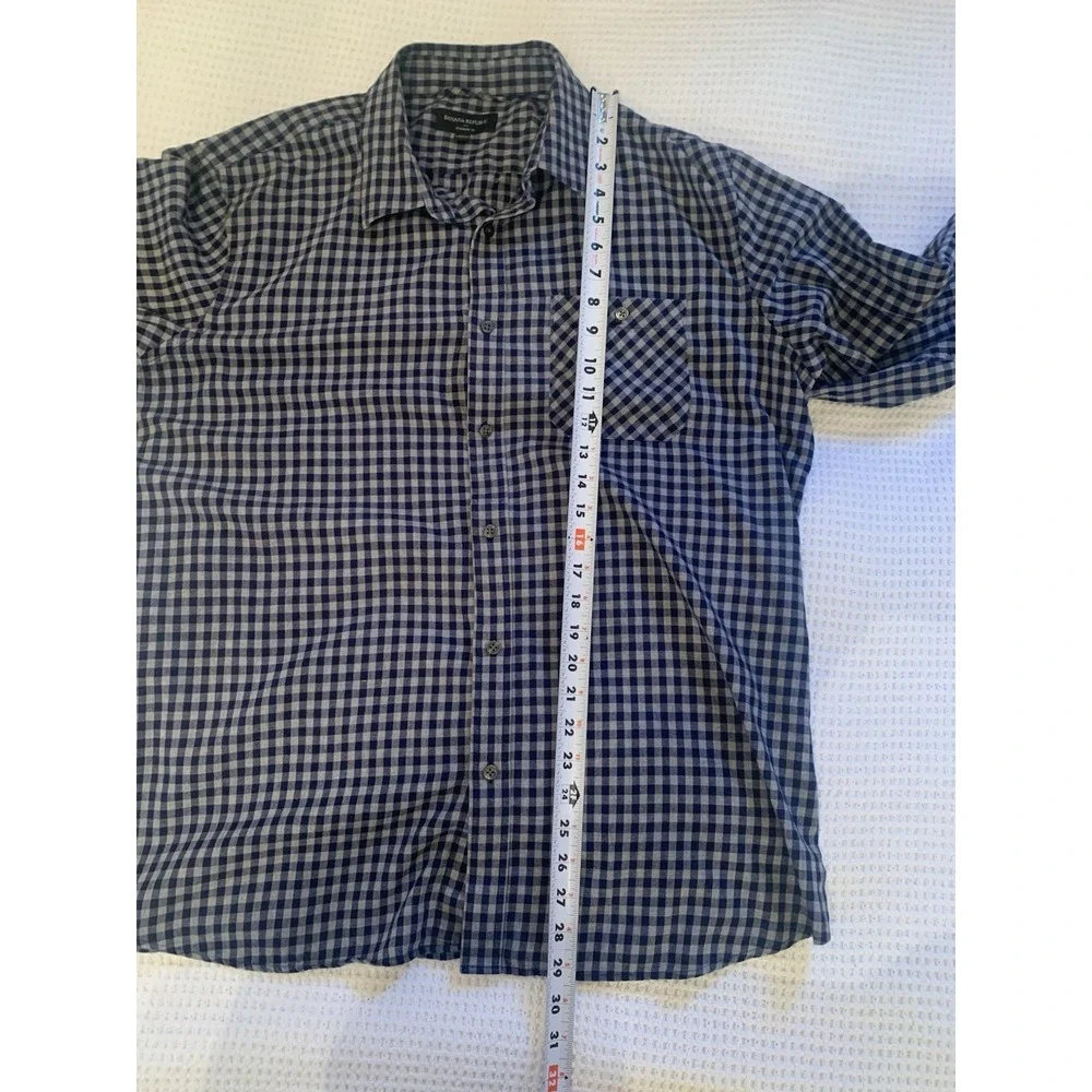 Banana Republic Shirt Mens XL Gray Blue‎ Standard Fit Long Sleeve Button